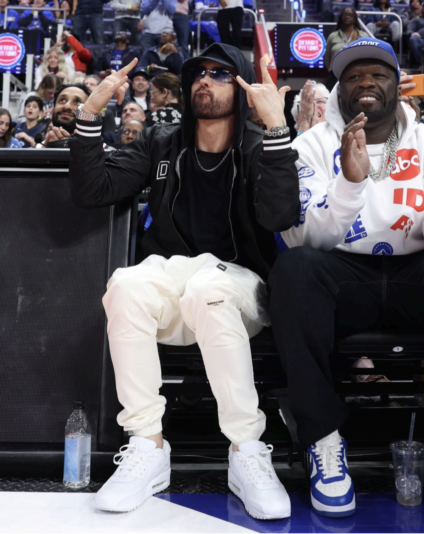 Eminem and 50 Cent Light Up Pistons Playoff Game 5: Hip-Hop Icons